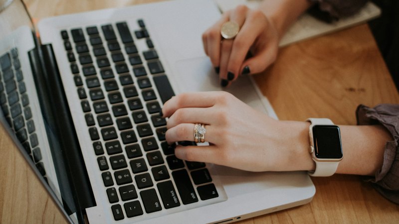 Person using a laptop at home