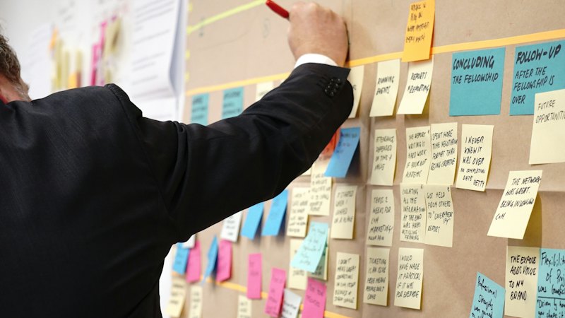 Planning sticky notes on a board