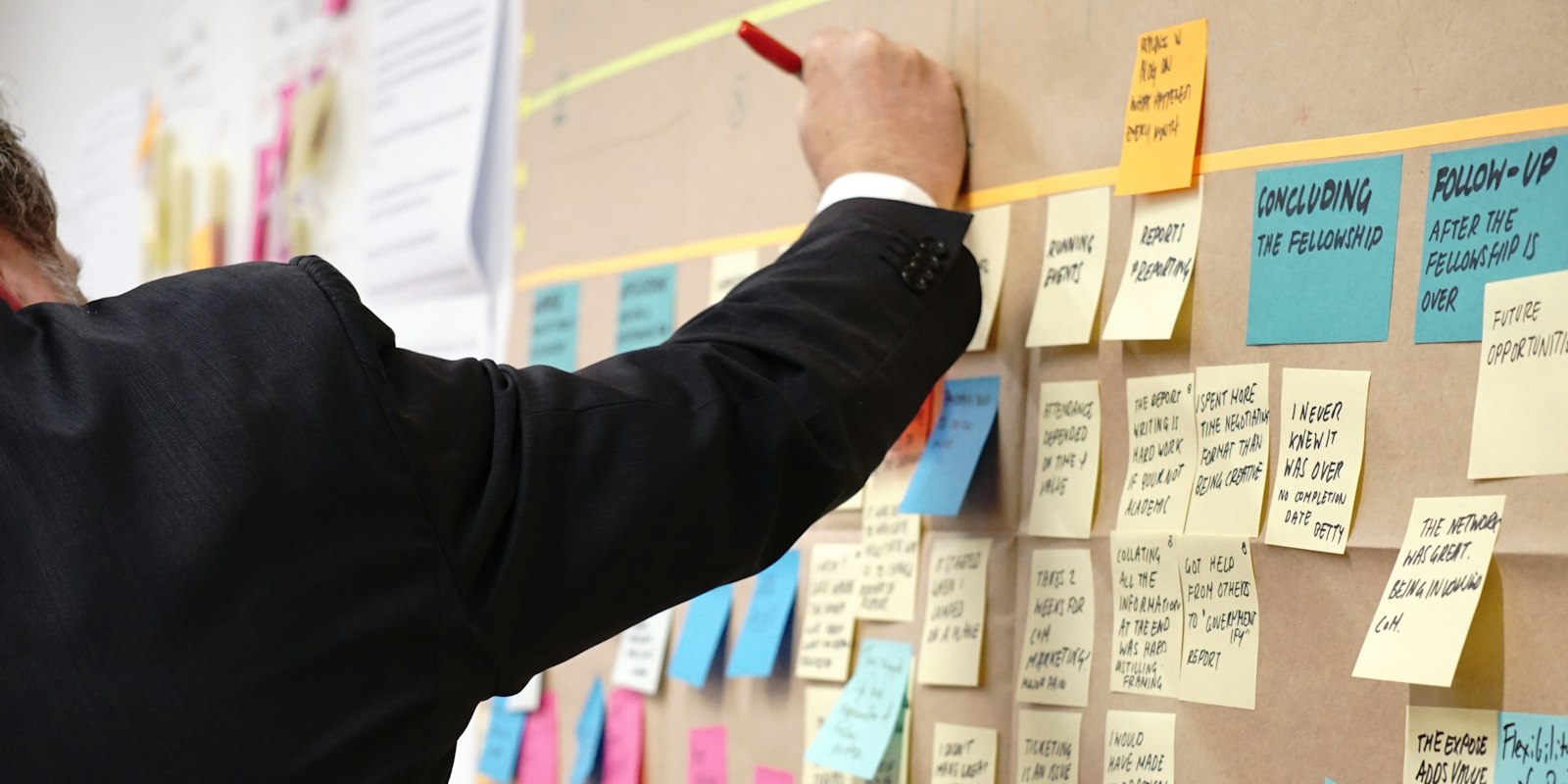 Planning sticky notes on a board